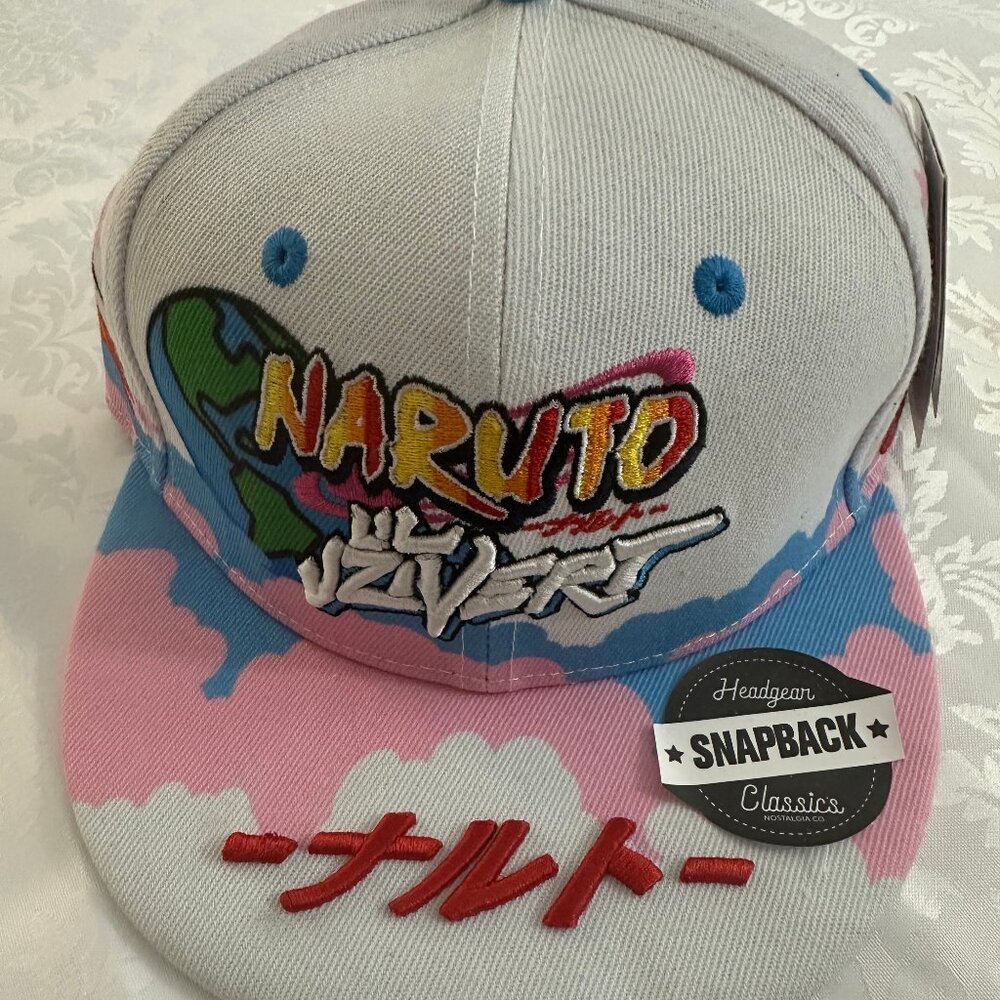 NARUTO X UZI VERT SNAPBACK WHITE BASEBALL CAP